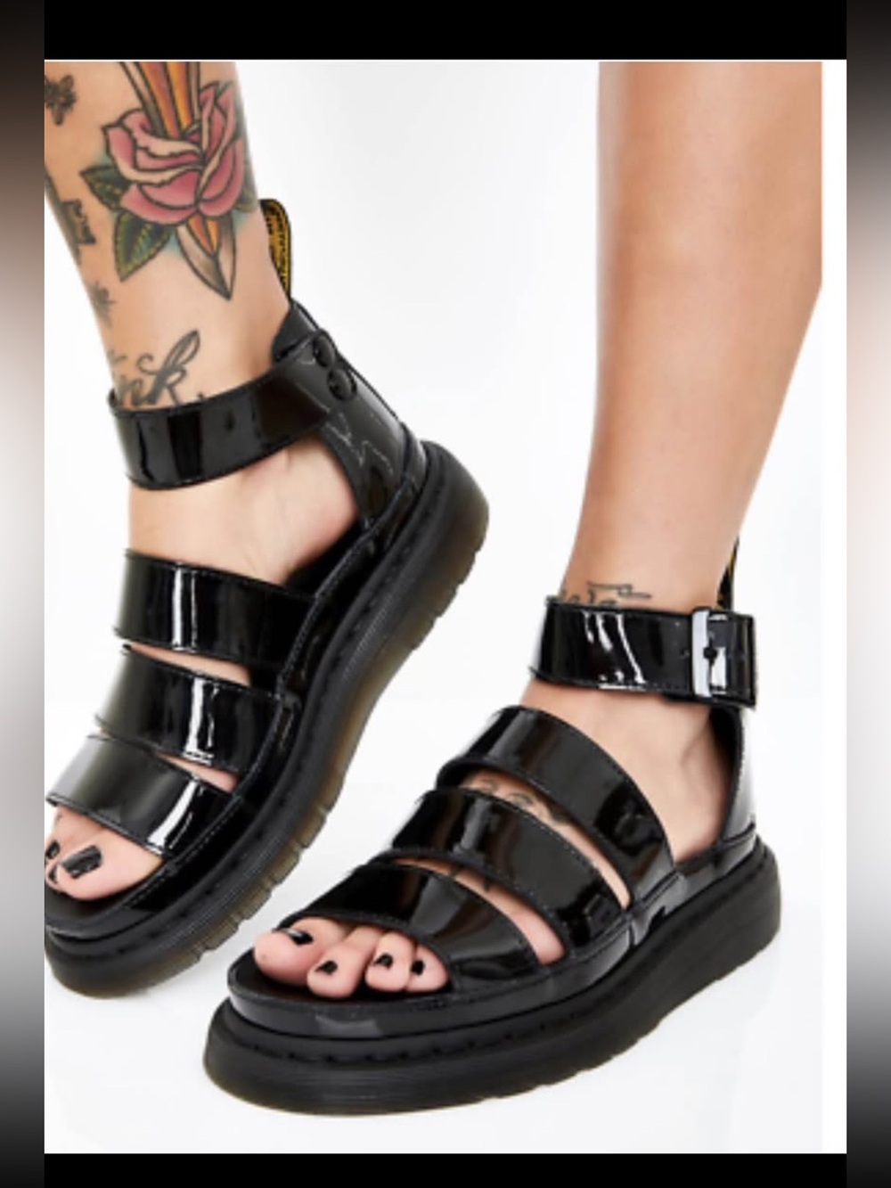 Dr. Martens Clarissa Gladiator Sandal Patent Black Leather -SZ 11